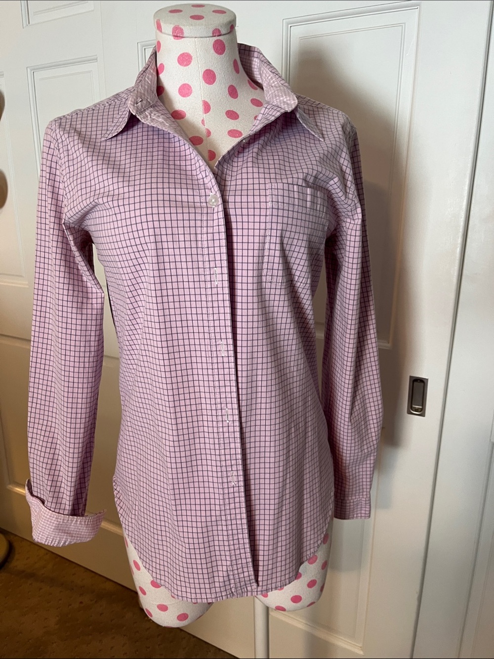 The Limited Pink Grid Button-Up Blouse